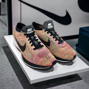 Nike Sneakers Flyknit Racer Running Shoe Vintage Women Size 5 Multicolor Unisex